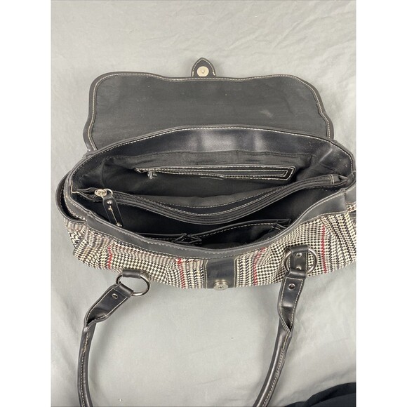 VTG Y2K Chaps houndstooth herringbone plaid bag purse twee preppy - Picture 11 of 13